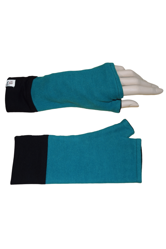 Lange Handschuhe Jacquard Uni Petrol