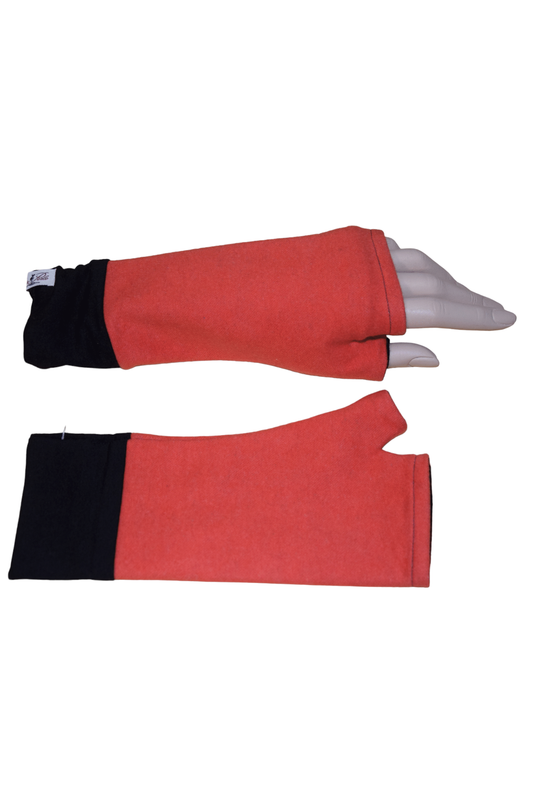 Lange Handschuhe Jacquard Uni Orangerot