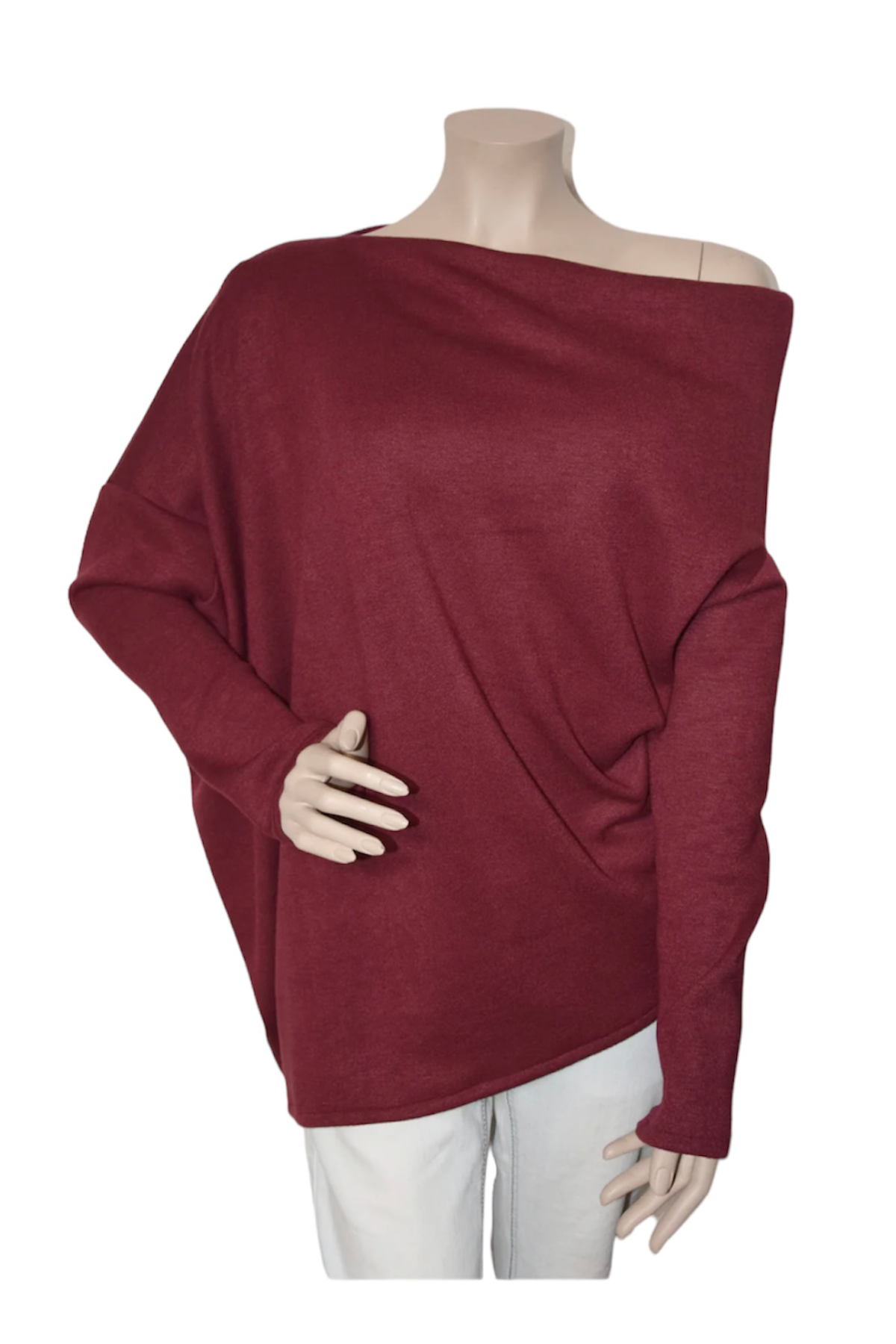 U-Boot Ausschnitt Long Design Strickpullover Bordeaux