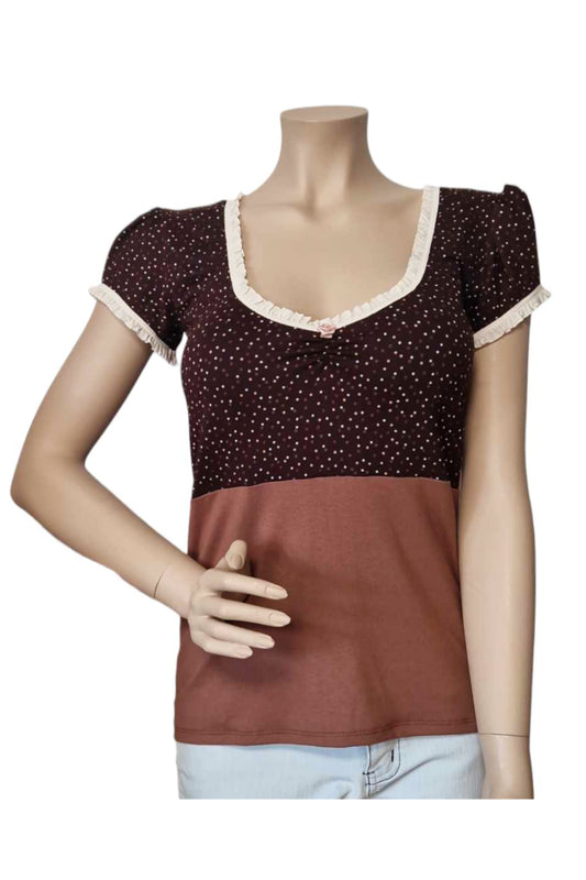 Collectif Top mit Punkten Braun