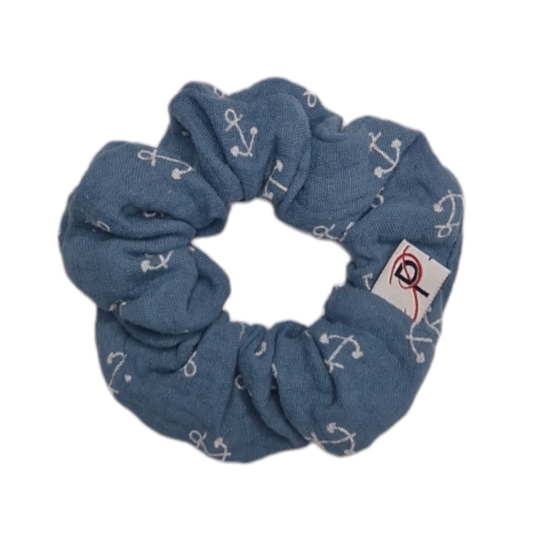 Normal Scrunchie Musselin Anker Jeansblau