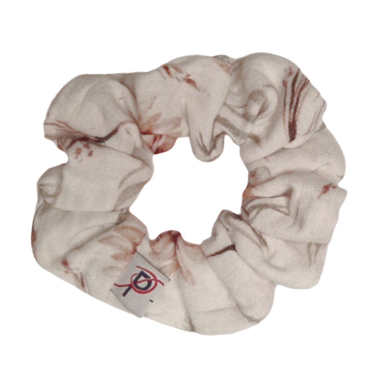 Normal Scrunchie Musselin Blumen Altweiss