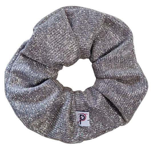 Groß Scrunchie LUREX Glitzer Silber