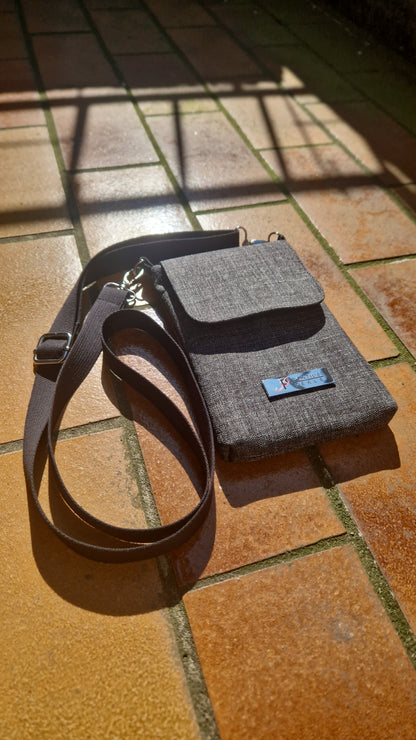 Handytasche zum Umhängen Canvas Melange Dunkelgrau