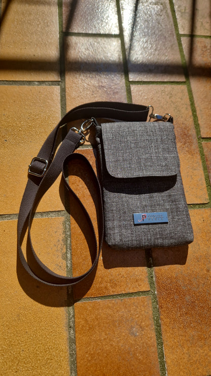 Handytasche zum Umhängen Canvas Melange Dunkelgrau