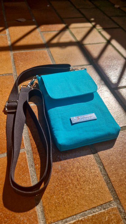 Handytasche zum Umhängen Leinen Türkis