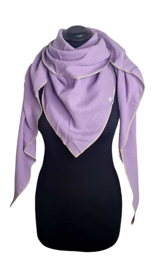 Uni Musselintuch mit Neonrand-Gelb, Lavendel