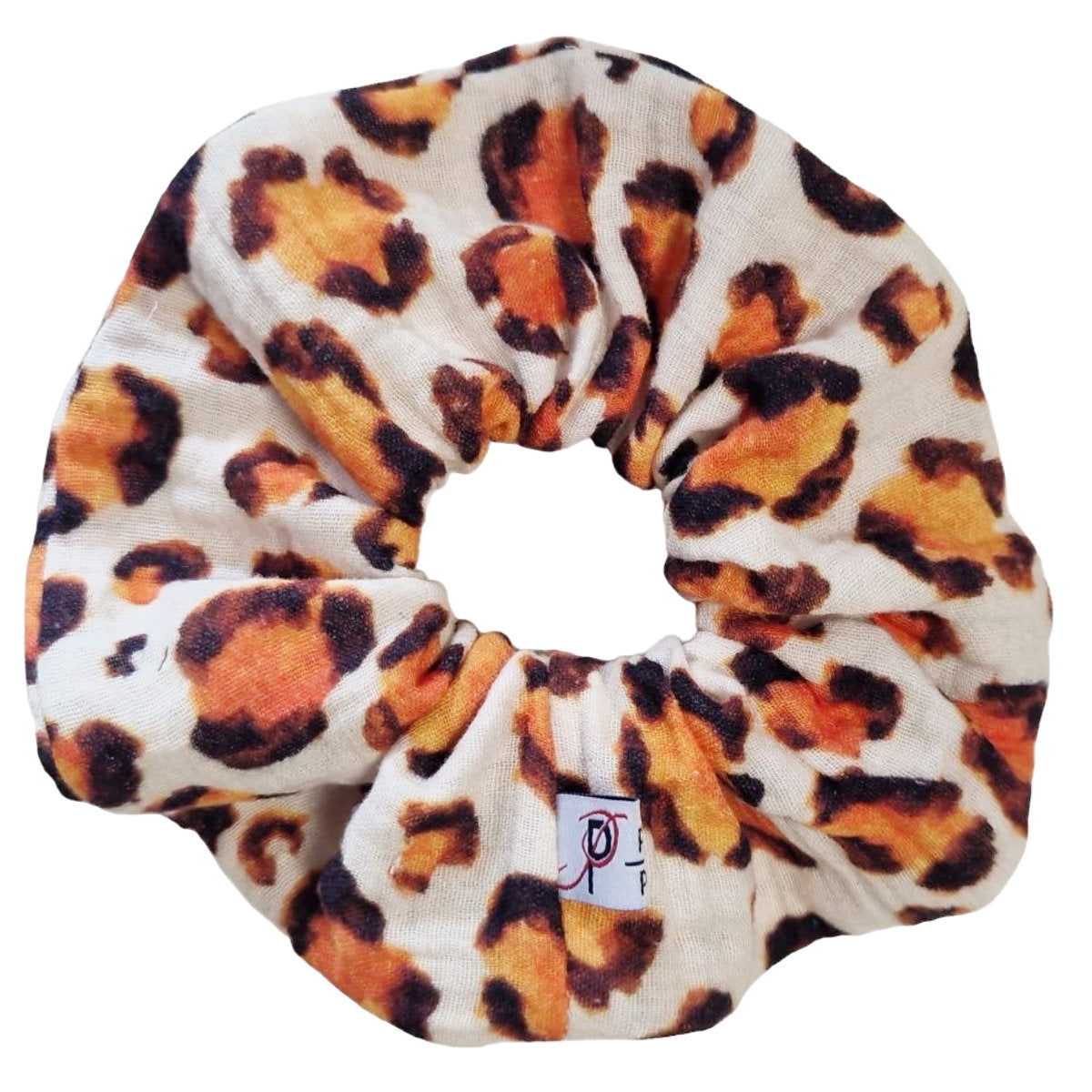 Groß Scrunchie Musselin Leopard