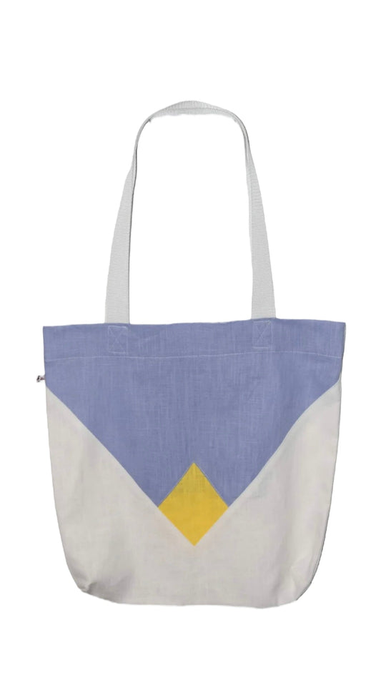 Design Tasche Leinen Lavendel/Weiss