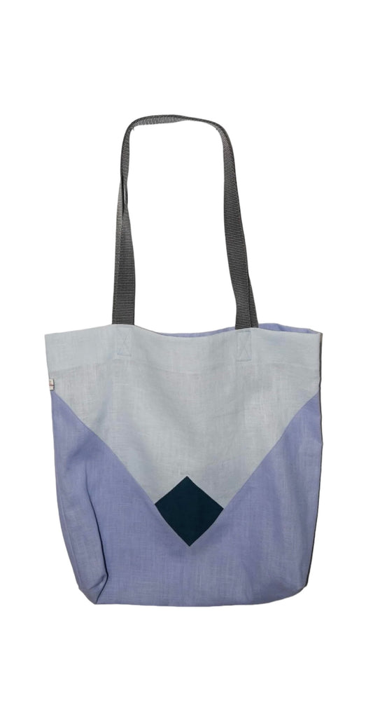 Design Tasche Leinen Hellblau/Lavendel