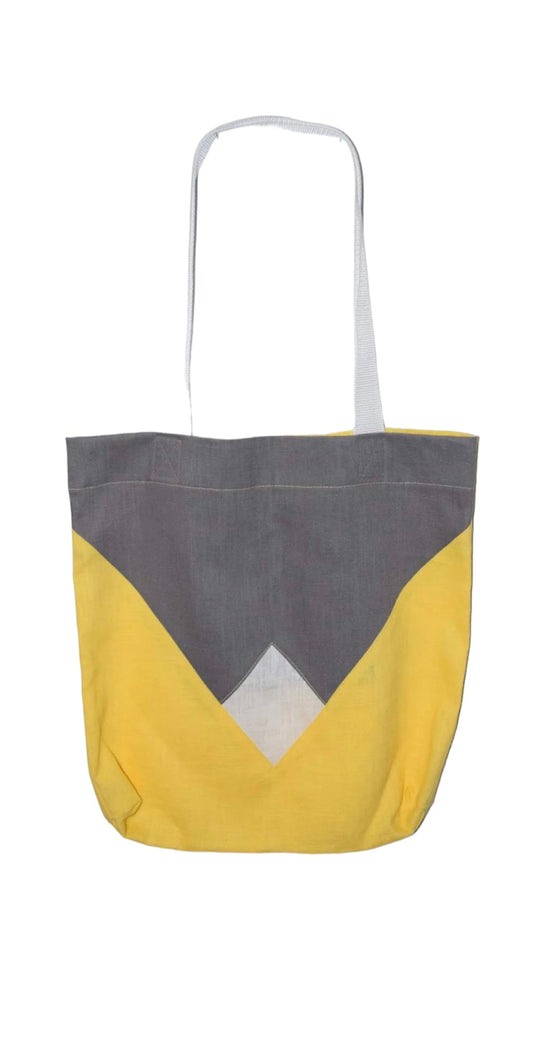 Design Tasche Leinen Grau/Gelb