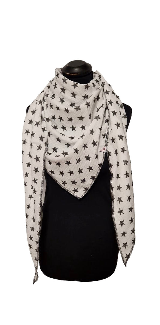 Sternen Musselintuch Quadratsformat Altweiss