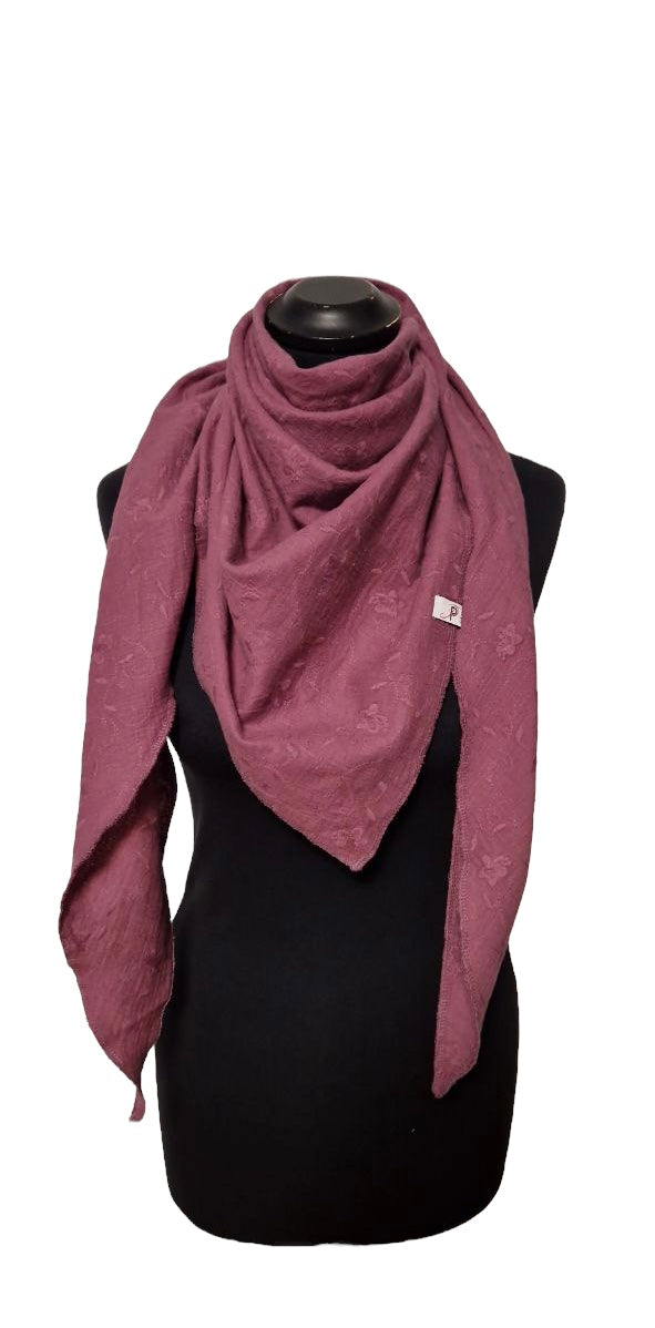 Musselintuch Quadratsformat Bestickt Pflaume Lila