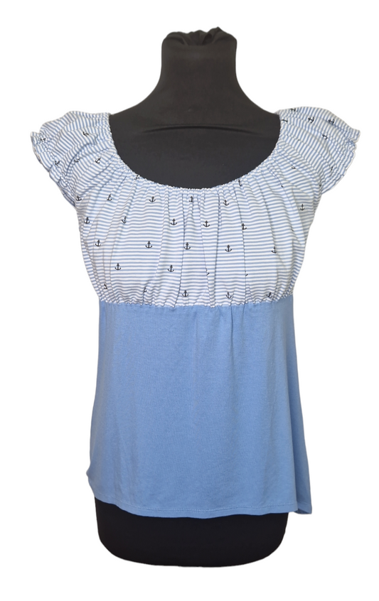 Carmenausschnitt kurze Puffärmel Anker