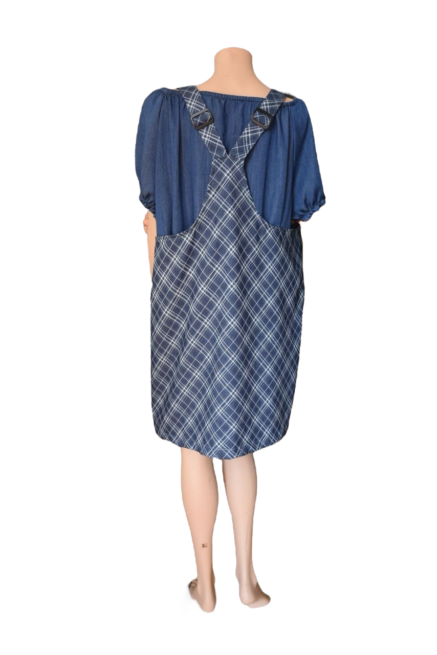 Latzkleid Karomuster dunkelblau