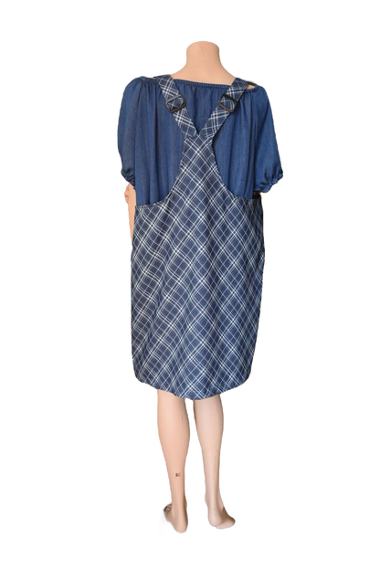 Latzkleid Karomuster dunkelblau