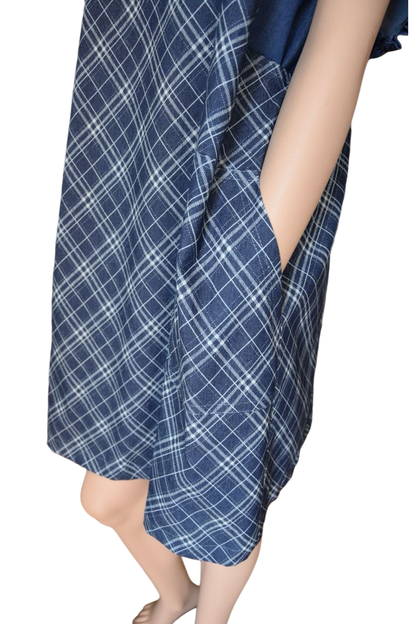 Latzkleid Karomuster dunkelblau