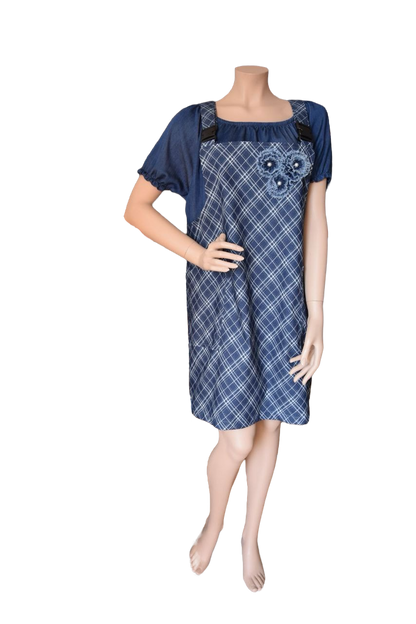 Latzkleid Karomuster dunkelblau