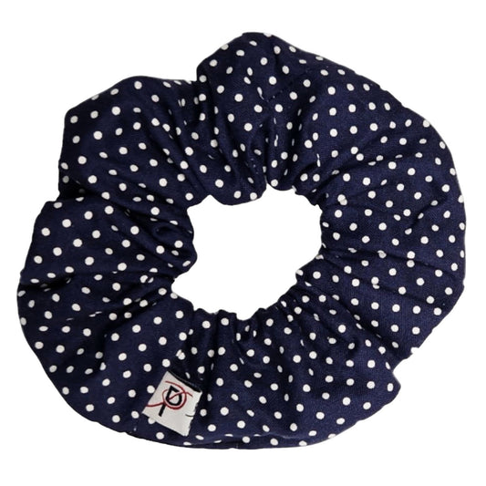 Groß Scrunchie Baumwolle Punkte Marine