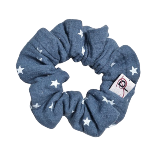 Normal Scrunchie Musselin Sterne Jeansblau