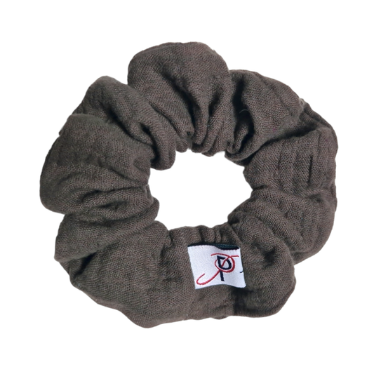 Normal Scrunchie Musselin Taupe Braun