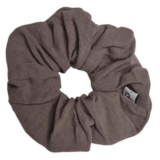 Groß Scrunchie Viskose Leinen Taupebraun