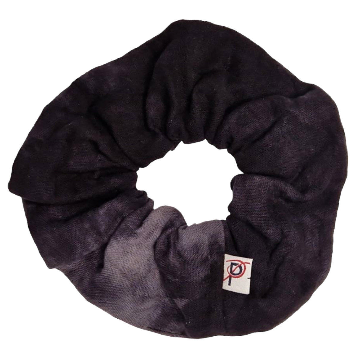 Groß Scrunchie Musselin Batik Schwarz