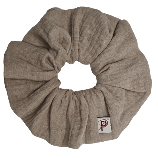 Groß Scrunchie Musselin Beige