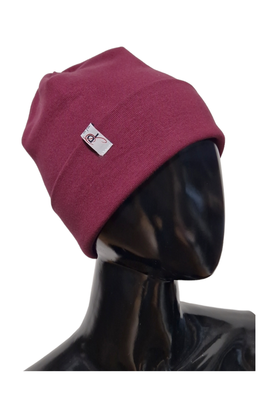 Beanie Mütze Baumwolle Bordeaux