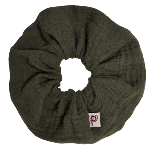 Groß Scrunchie Musselin Khaki