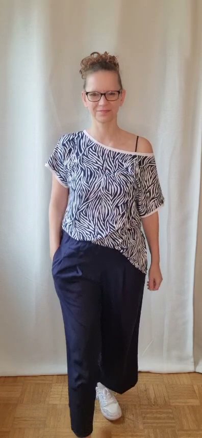 T-Shirt Schulterfrei mit Streifen