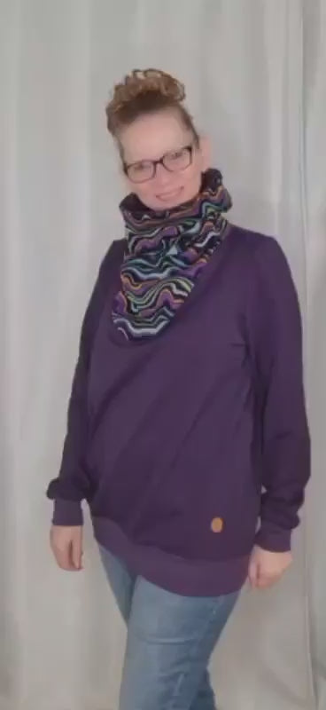 Warmer Sweatshirt mit Schalkragen Streifen