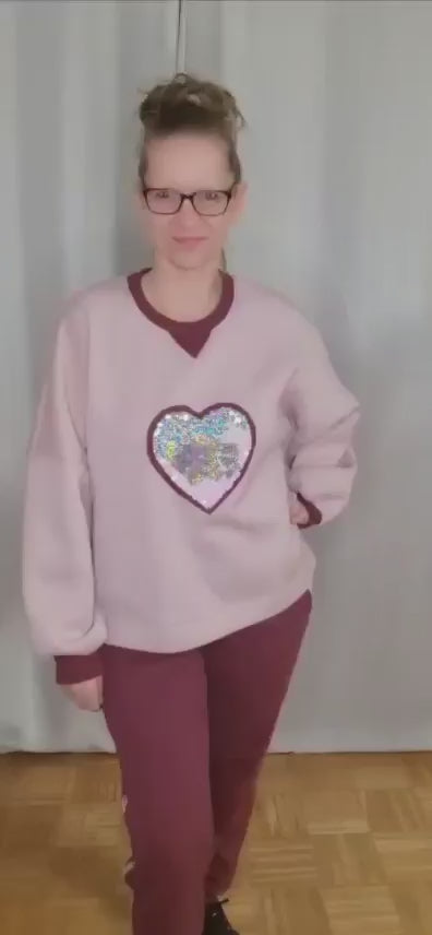 Wintershirt mit Wendepailletten Herz