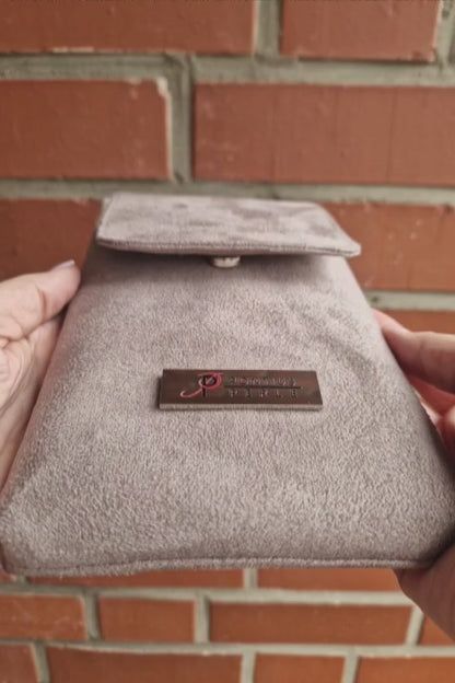 Handytasche zum Umhängen Velours Kunstleder Taupe