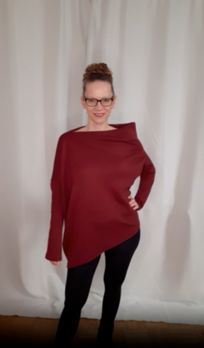 U-Boot Ausschnitt Long Design Strickpullover Bordeaux