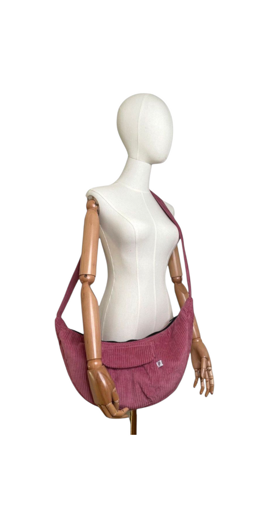 Cord Mondtasche mit Falte in  Altrosa