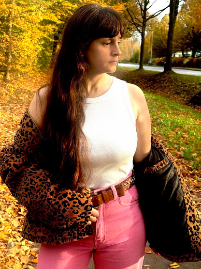 Feincord Winter-Bomberjacke Leopard