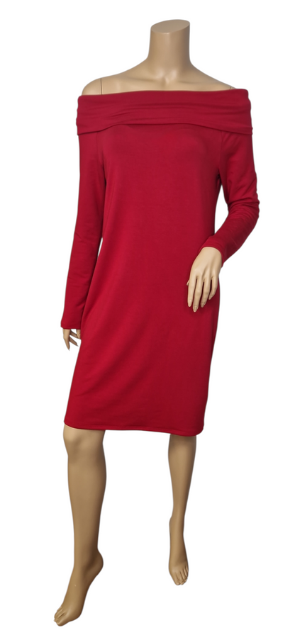 Schulterfreies Kleid aus Modal – Rot