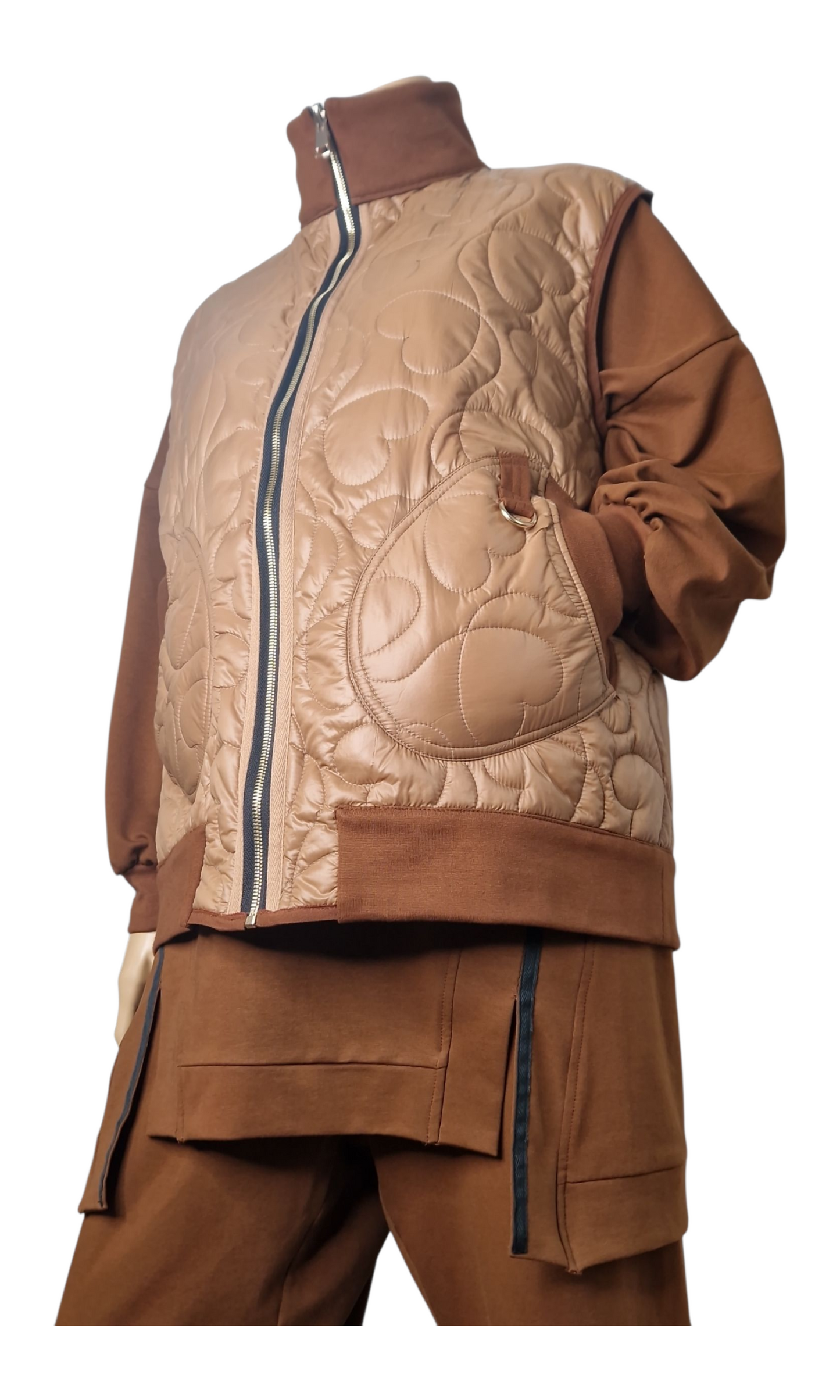 Herz-Steppweste (einseitig) in Uni Caramel