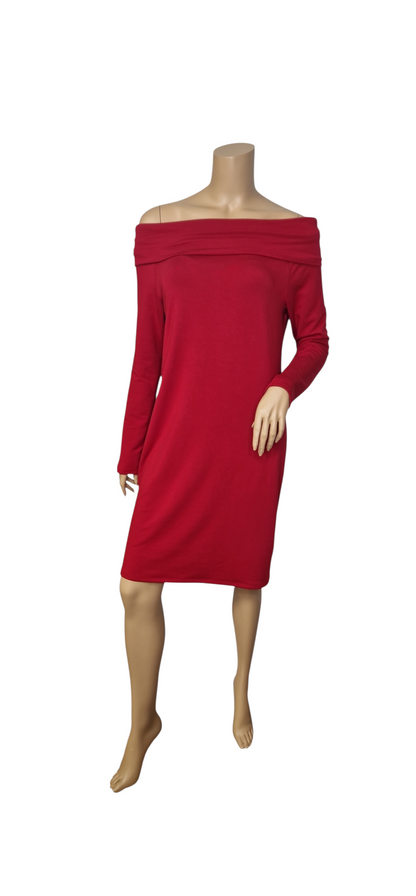 Schulterfreies Kleid aus Modal – Rot