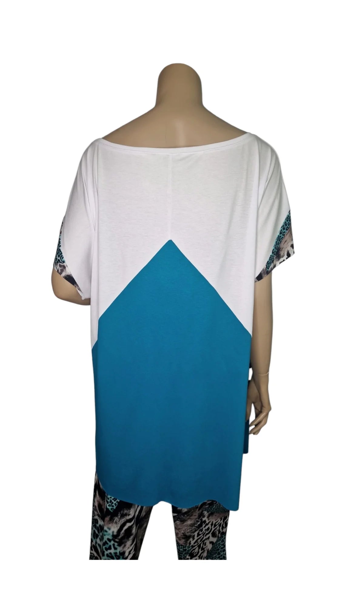 T-Shirt Farbblocker Leoparden Türkis