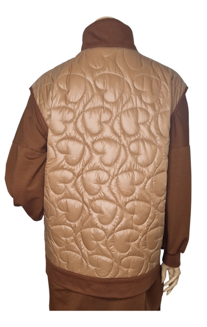 Herz-Steppweste (einseitig) in Uni Caramel