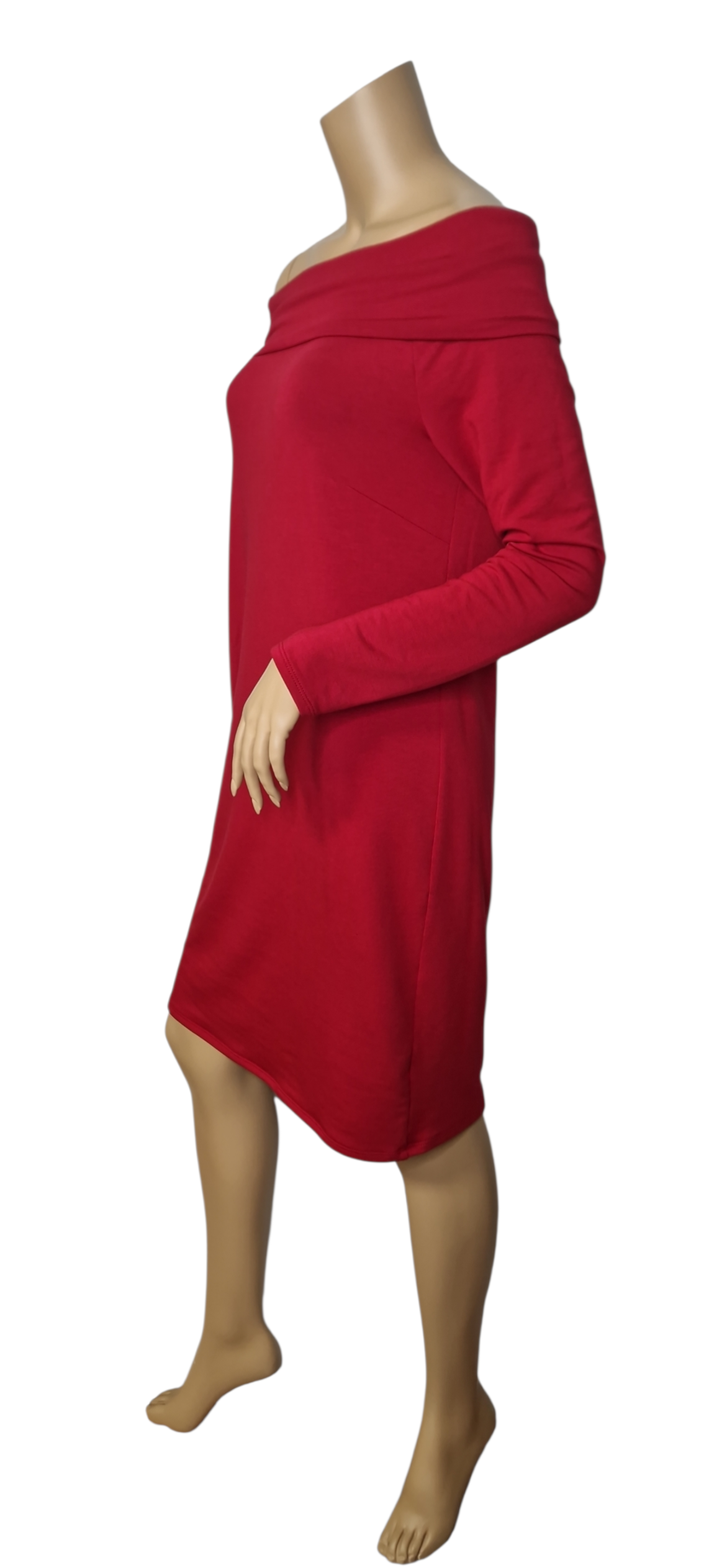 Schulterfreies Kleid aus Modal – Rot