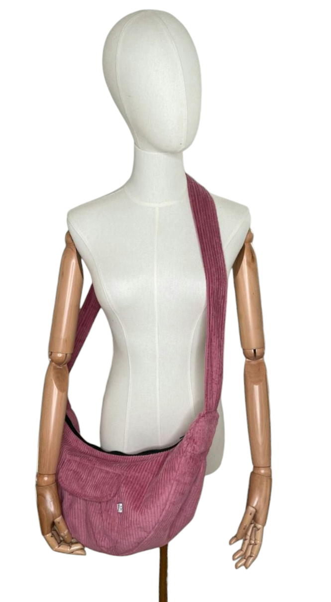 Cord Mondtasche mit Falte in  Altrosa