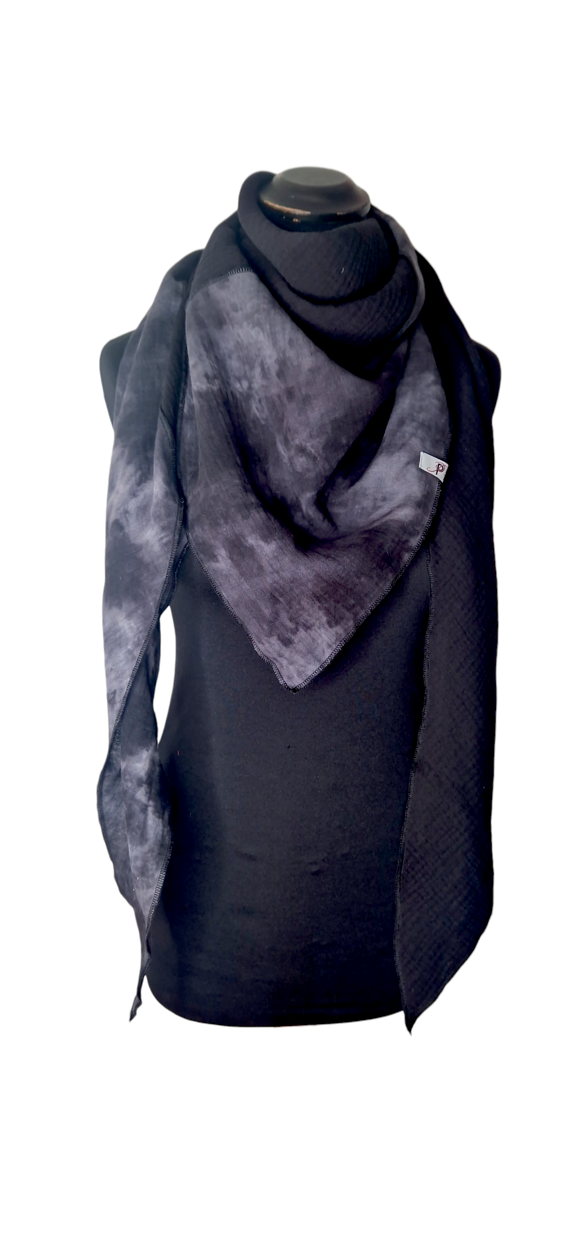Batik-Uni Musselintuch Schwarz