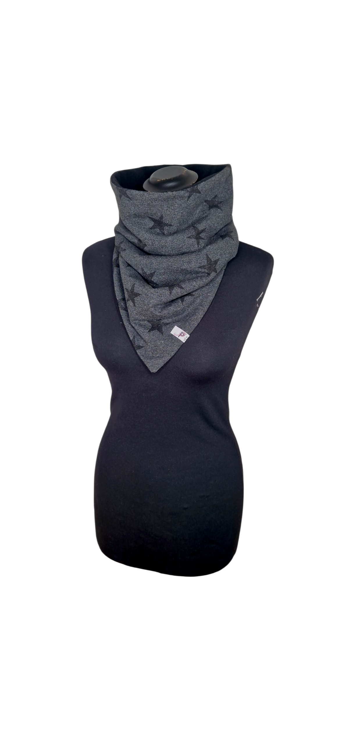 Frühlings-Loop zum Wenden - Sterne Dunkelgrau und Schwarz