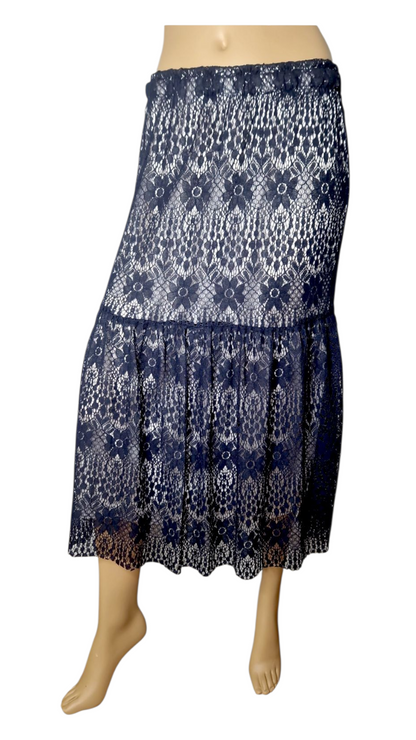 Set Romantisches Spitzenkleid im Boho-Stil – Marine