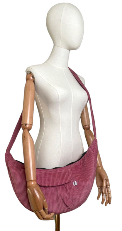 Cord Mondtasche mit Falte in  Altrosa