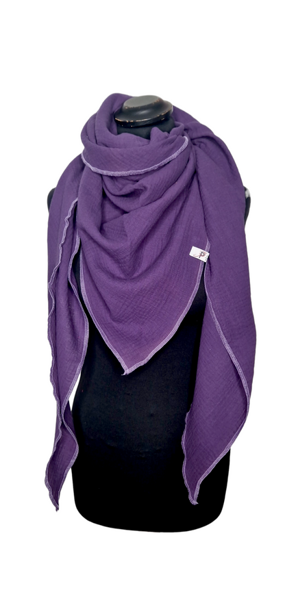 Uni Musselintuch mit lavendel-rand, Violette