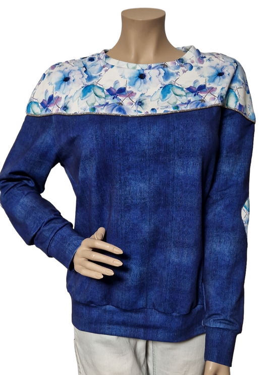 Sommersweat-Pullover mit Blumenmuster